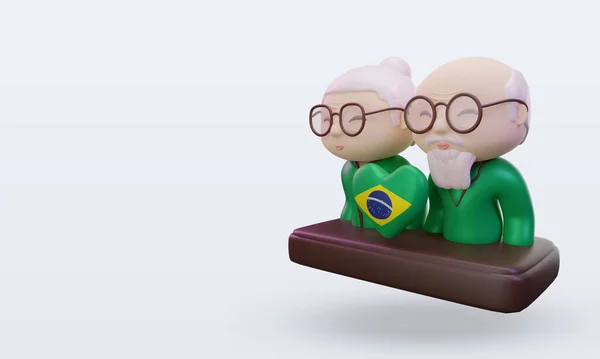 3d grandparents day love Brazil flag rendering right view