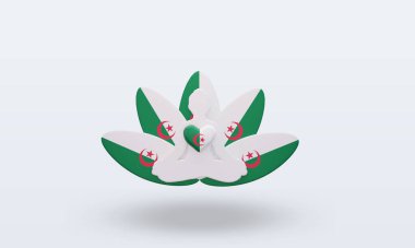 3D Uluslararası yoga günü Cezayir bayrağı cephe görüntüsü veriyor