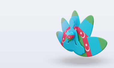 3D Uluslararası yoga günü Azerbaycan bayrağı doğru görünüm veriyor