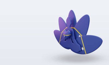 3D Uluslararası yoga günü Bahamalar bayrağı sağa bakıyor