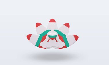 3D Uluslararası yoga günü Bulgaristan bayrağı ön görünümü sergiliyor