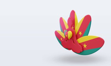 3D Uluslararası Yoga Günü Kamerun bayrağı sağa bakıyor