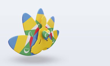 3D Uluslararası yoga günü Komoros bayrağı sol görüşü yansıtıyor