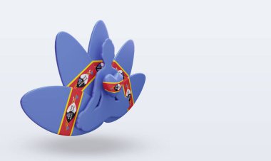 3D Uluslararası yoga günü Eswatini bayrağı sol görüşü yansıtıyor