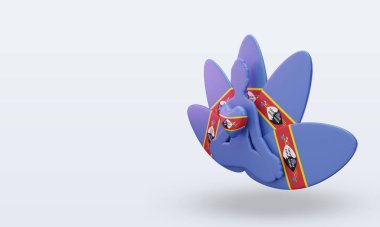 3D Uluslararası yoga günü Eswatini bayrağı sağa bakıyor