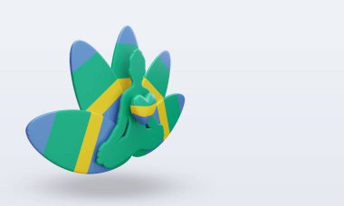 3D Uluslararası yoga günü Gabon bayrağı sol görüşü yansıtıyor