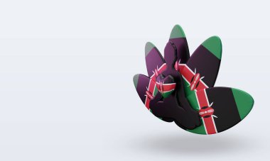 3D Uluslararası yoga günü Kenya bayrağı sağa bakıyor