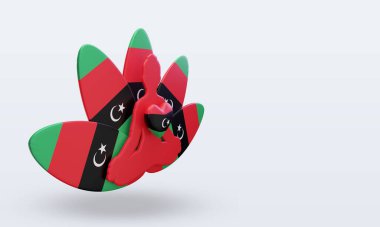 3D Uluslararası yoga günü Libya bayrağı sola bakıyor