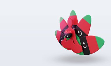 3D Uluslararası yoga günü Libya bayrağı sağa bakıyor