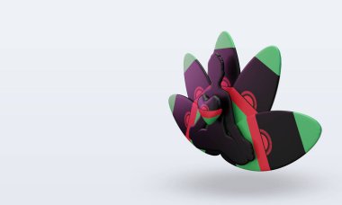 3D Uluslararası Yoga Günü Malawi bayrağı sağa bakıyor