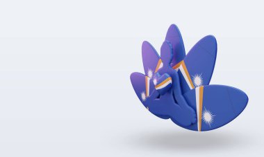 3D Uluslararası yoga günü Marshall Adaları bayrağı sağa bakıyor