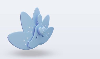 3D Uluslararası Yoga Günü Mikronezya bayrağı sol görüşü yansıtıyor