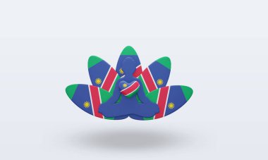 3D Uluslararası yoga günü Namibya bayrağı ön görünümü yansıtıyor
