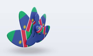 3D Uluslararası yoga günü Namibya bayrağı sol görüşü yansıtıyor