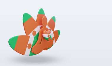 3D Uluslararası yoga günü Nijer bayrağı sol görüşü yansıtıyor