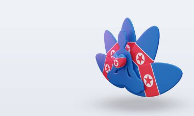 3D Uluslararası yoga günü Kuzey Kore bayrağı sağa bakıyor