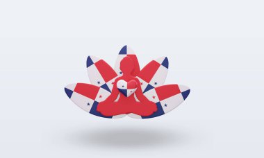 3D Uluslararası yoga günü Panama bayrağı ön görünümü yansıtıyor
