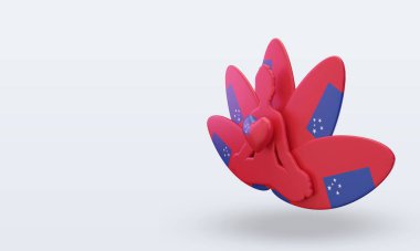 3D Uluslararası Yoga Günü Samoa bayrağı sağa bakıyor