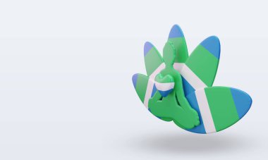 3D Uluslararası yoga günü Sierra Leone bayrağı sağa bakıyor