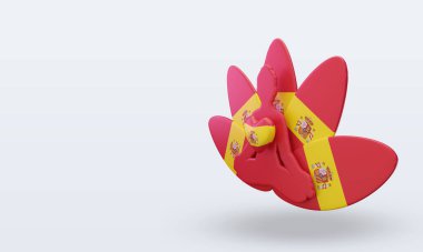 3D Uluslararası yoga günü İspanya bayrağı sağa bakıyor