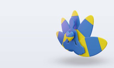 3D Uluslararası yoga günü Ukrayna bayrağı sağa bakıyor