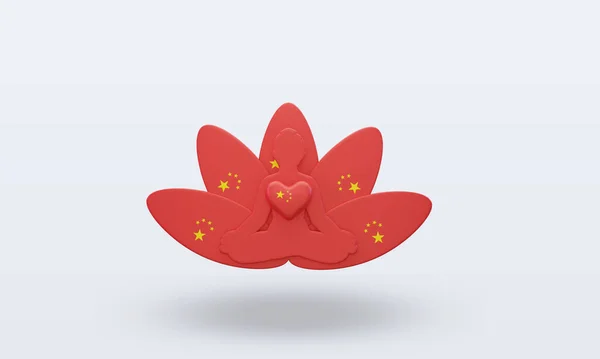 International Yoga Day China Flag Rendering Front View —  Fotos de Stock