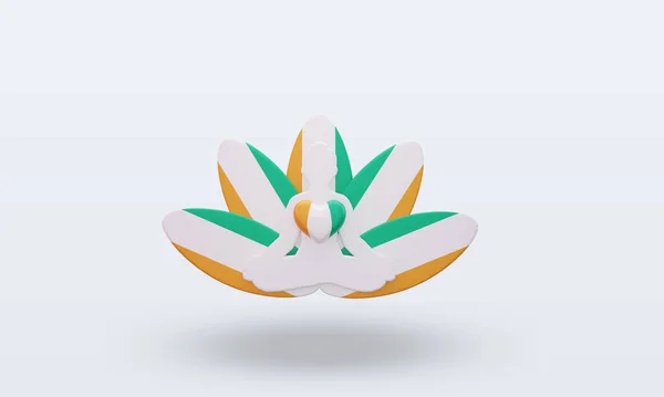 3D国际瑜伽日科特迪瓦国旗展示前景 — 图库照片