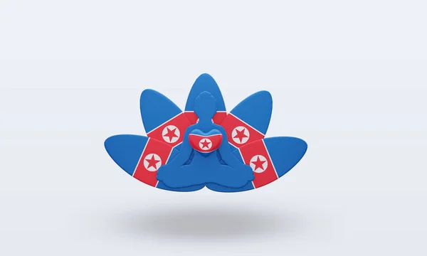 International Yoga Day North Korea Flag Rendering Front View — 스톡 사진