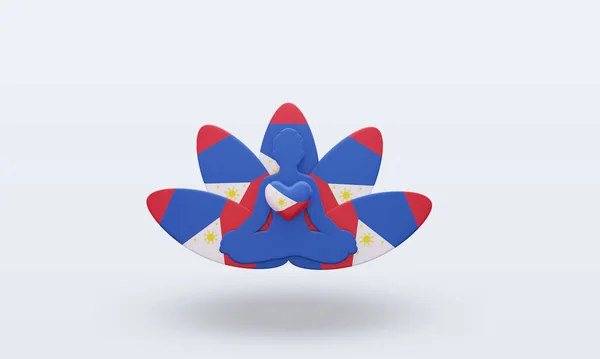 3D国际瑜伽日菲律宾国旗展示前景 — 图库照片