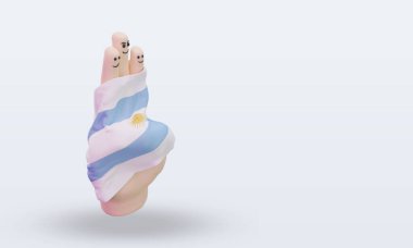 3d friendship day finger Argentina flag rendering left view