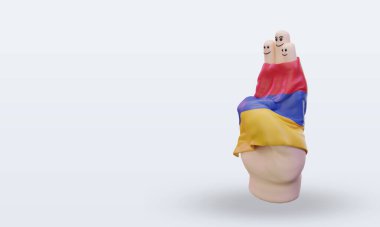 3D dostluk günü parmak Ermenistan bayrağı doğru görünüm veriyor