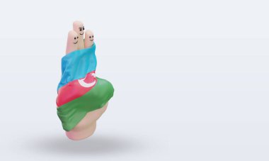 3D arkadaşlık günü parmağı Azerbaycan bayrağı sol görüşü yansıtıyor