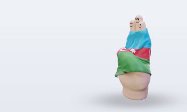 3D arkadaşlık günü parmağı Azerbaycan bayrağı doğru görünüm veriyor