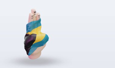 3d friendship day finger Bahamas flag rendering left view
