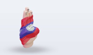 3d dostluk günü parmağı Belize bayrağı sol görüşü yansıtıyor