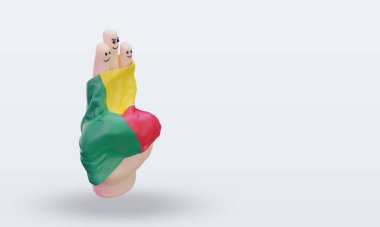 3D arkadaşlık günü parmağı Benin bayrağı sol görüşü yansıtıyor