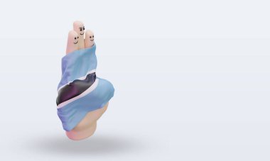 3d friendship day finger Botswana flag rendering left view
