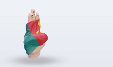 3D arkadaşlık günü parmağı Kamerun bayrağı sol görüşü yansıtıyor