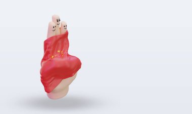 3d friendship day finger China flag rendering left view