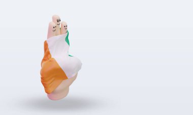3d dostluk günü parmağı Cote dIvoire bayrağı sol görüşü yansıtıyor