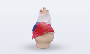 3d friendship day finger Czech Republic flag rendering front view