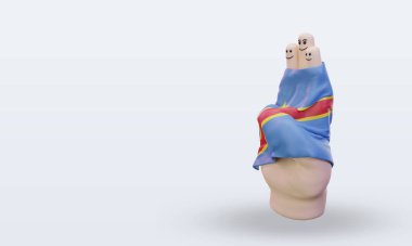 3D dostluk günü parmak Demokratik Kongo bayrağı sağa bakıyor