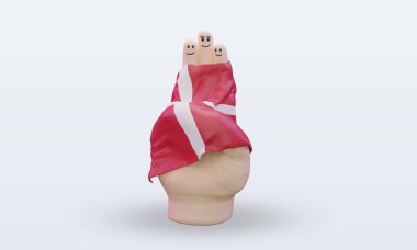 3d dostluk günü parmak Danimarka bayrağını ön plana çıkarıyor