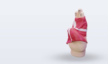3d dostluk günü parmak Danimarka bayrağı doğru görünüm veriyor