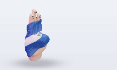 3D arkadaşlık günü parmağı El Salvador bayrağı sol görüşü yansıtıyor