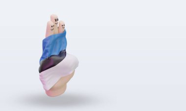 3d friendship day finger Estonia flag rendering left view