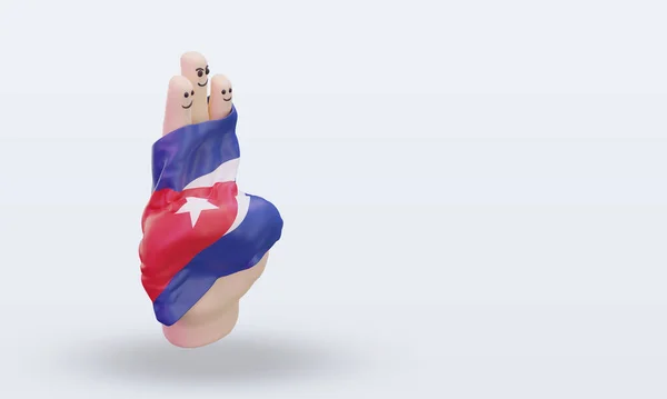 Friendship Day Finger Cuba Flag Rendering Left View — Foto de Stock