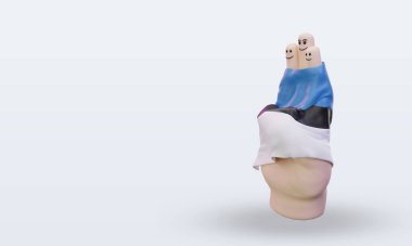 3D arkadaşlık günü parmak Estonya bayrağı doğru görünüm veriyor