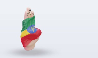 3d dostluk günü parmak Etiyopya bayrağı sol görüşü yansıtıyor