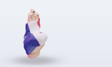 3d friendship day finger France flag rendering left view